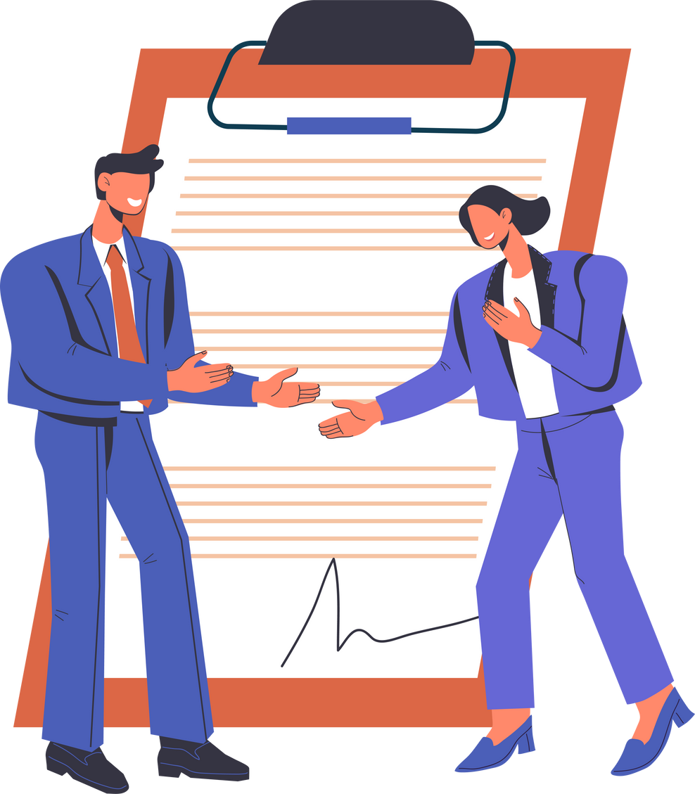 Business Negotiation and Contract Signing Illustration